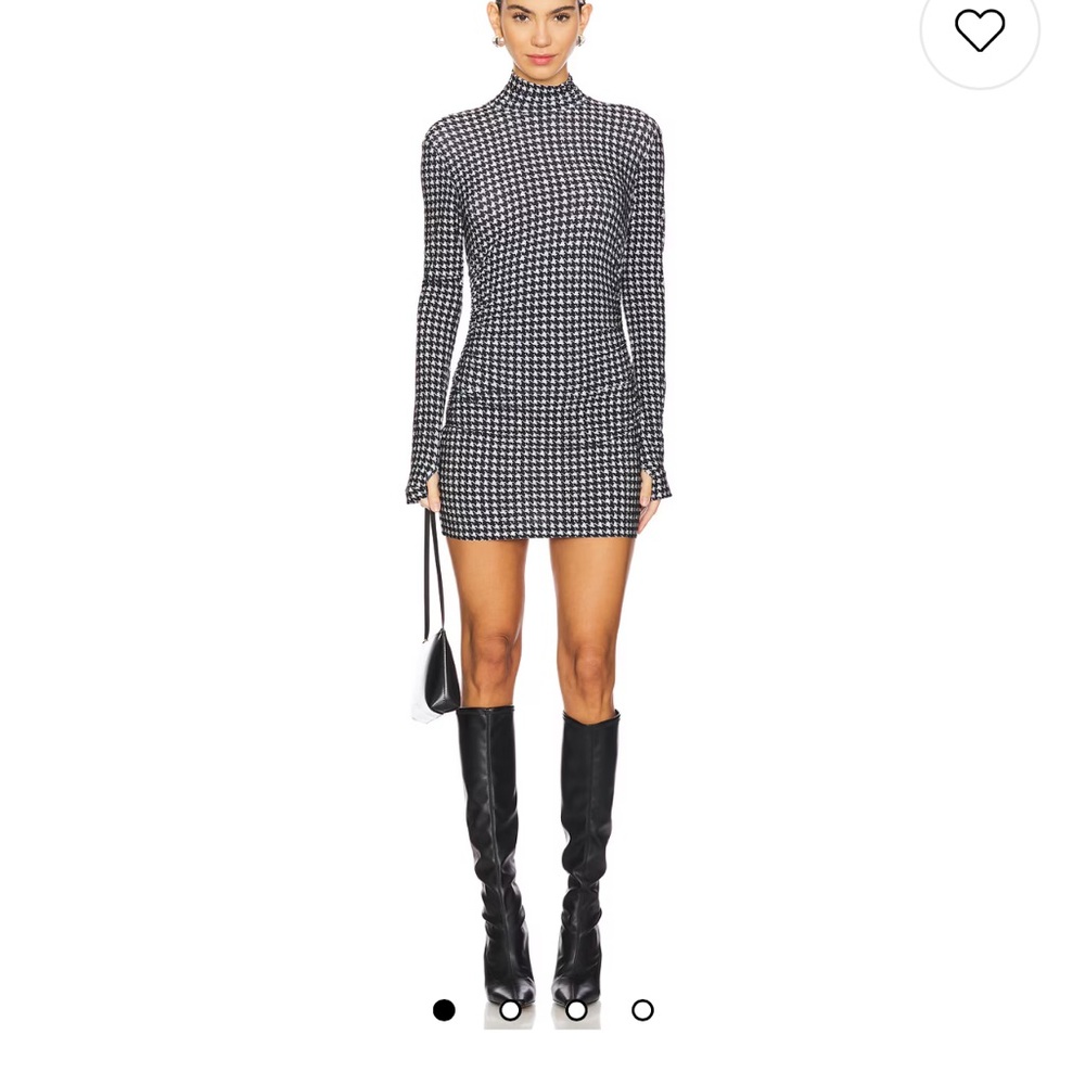 New ong Sleeve Turtleneck Pickleball Dress in Large Houndstooth XS